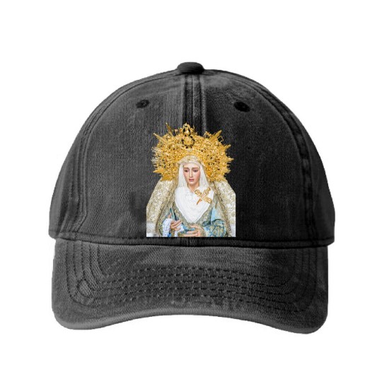 Virgin Mary Mother of Jesus Madonna Washed Denim Baseball Caps