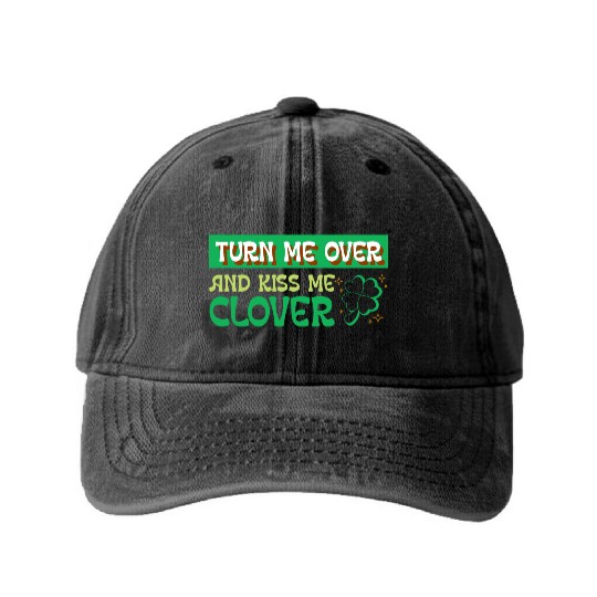 Turn Me Over and Kiss Me Clover Washed Denim Baseball Caps