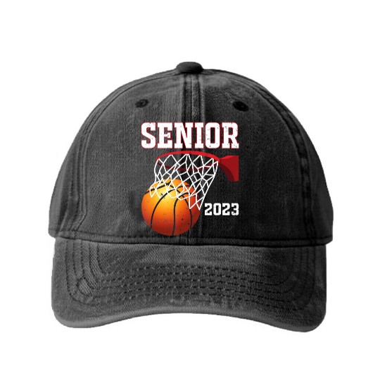Graduate Senior Class of 2023 Basketball Player Washed Denim Baseball Caps