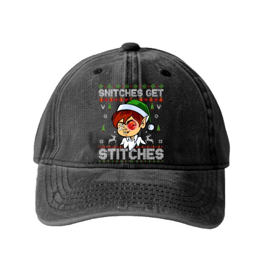 Warrior 12 Snitches Get Stitches Washed Denim Baseball Caps