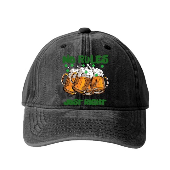 st paddy funny day, green beer Irish day Washed Denim Baseball Caps