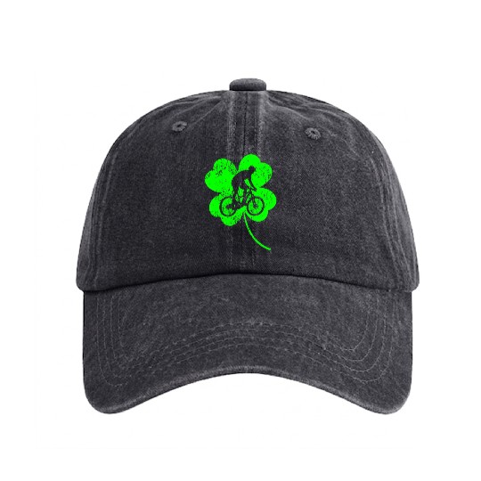 Biking St. Patrick's day shamrock Washed Denim Baseball Caps