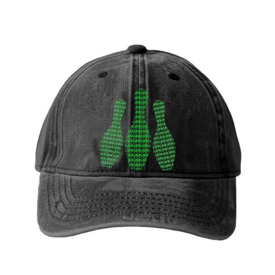 St Patrick's Day Shamrocks Bowling Irish Outfit Washed Denim Baseball Caps