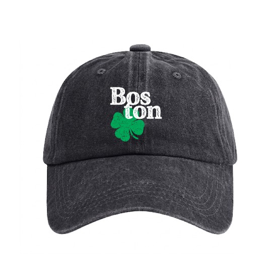 St Patricks Day Shamrock Massachusetts Boston Washed Denim Baseball Caps