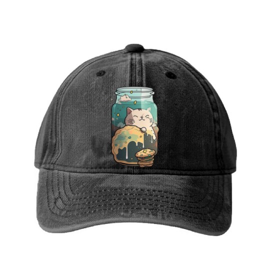 Cat in the Cookie Jar Washed Denim Baseball Caps