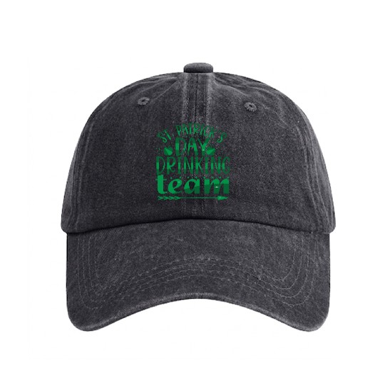 Patricks Day Drinking Team Washed Denim Baseball Caps
