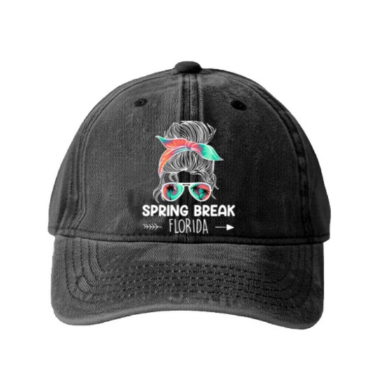 Spring Break Florida off duty vacation teacher Washed Denim Baseball Caps