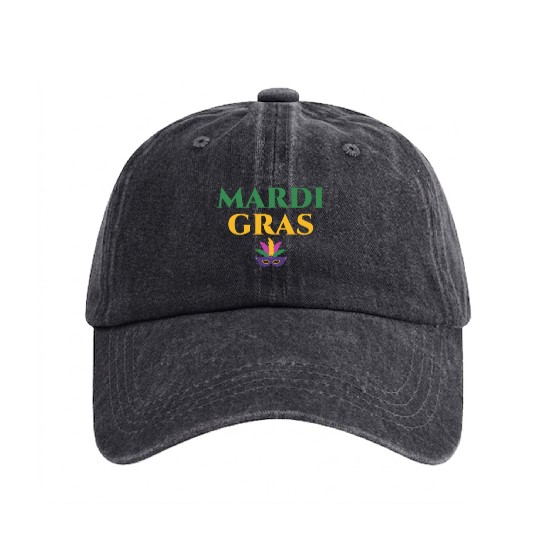 Mardi Gras Carnival Fiesta Party Louisiana New Orl Washed Denim Baseball Caps