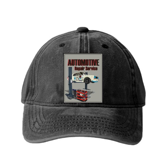 Automotive repair service Washed Denim Baseball Caps
