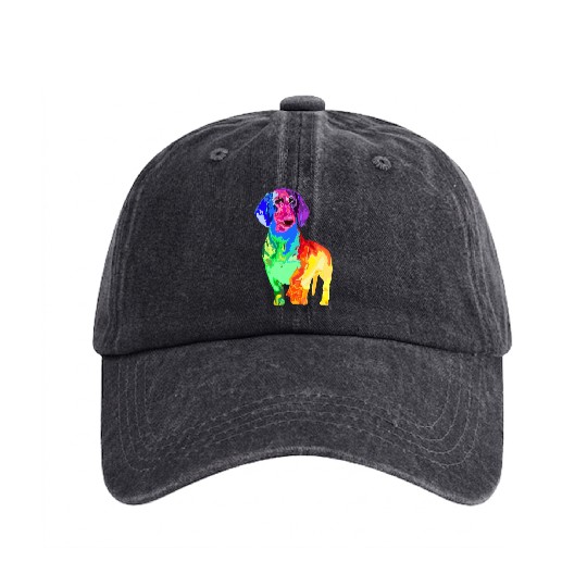 Dog Lover Gifts Dachshund For Womens Colorful Wein Washed Denim Baseball Caps
