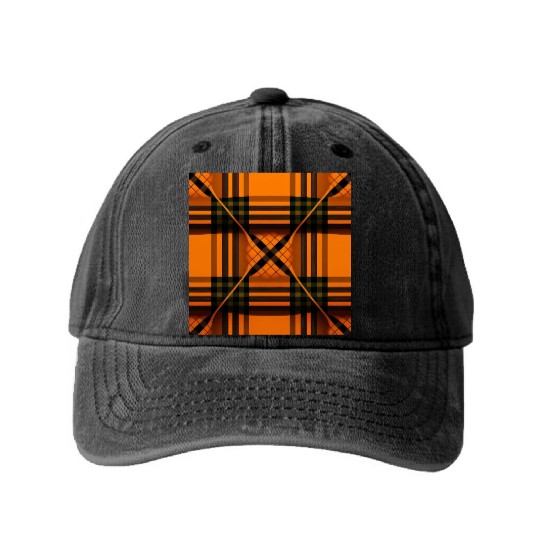 Innovative Orange Tartan A Design for the Fashion Washed Denim Baseball Caps