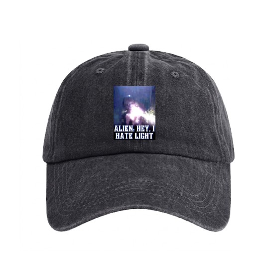 Alien Hey I Hate Lightpng Washed Denim Baseball Caps