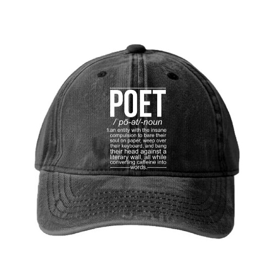 Poet Definition Poetry Poem Writer Poetry Lover Washed Denim Baseball Caps
