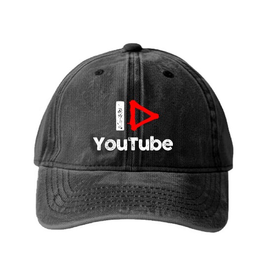 I love YouTube Washed Denim Baseball Caps