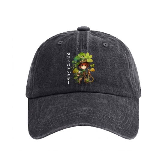 St Patrick's Day Anime Washed Denim Baseball Caps for Baby Kids Adults