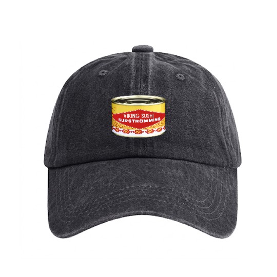 Viking Sushi, Swedish Food Washed Denim Baseball Caps