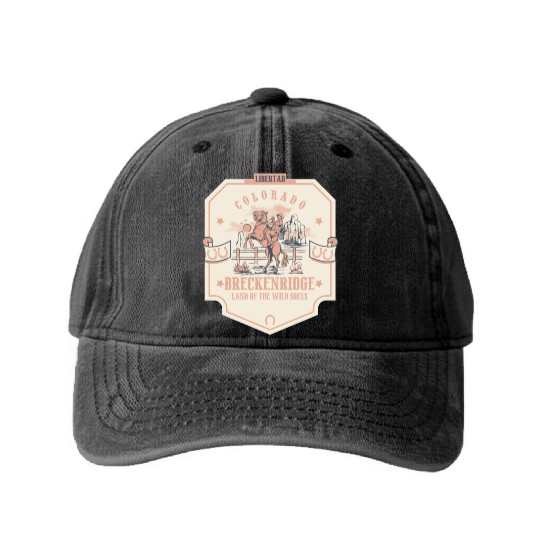 breckenridge colorado wild west town Washed Denim Baseball Caps