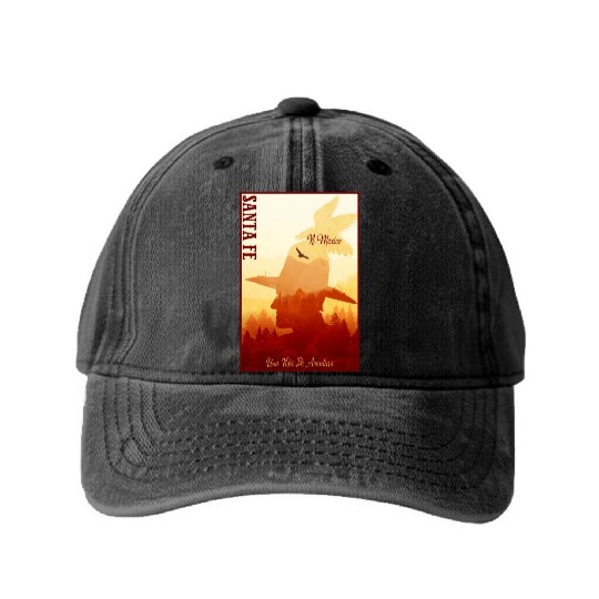 Santa Fe New Mexico wild west town Washed Denim Baseball Caps