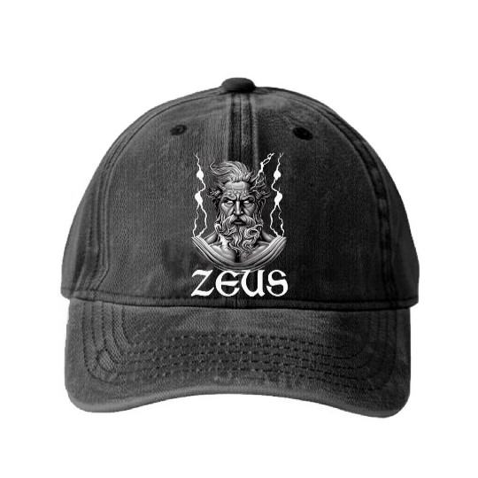 Zeus God Lightning Greek Mythology Washed Denim Baseball Caps