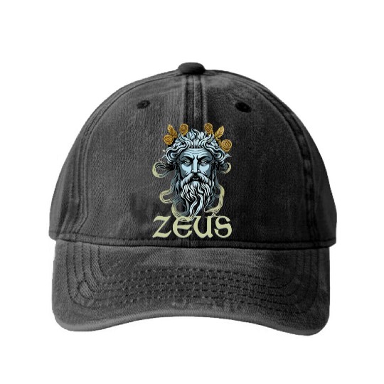 Greek God Zeus Greece Ancient Mythology Washed Denim Baseball Caps