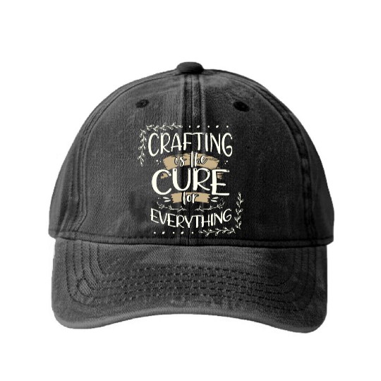 Crafter Gift Cats are the Cure for Everything Washed Denim Baseball Caps