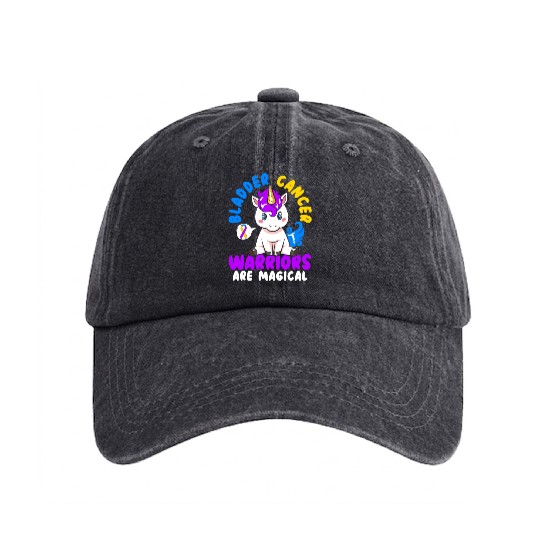 Bladder Cancer Warriors Are Magical Bladder Cancer Washed Denim Baseball Caps