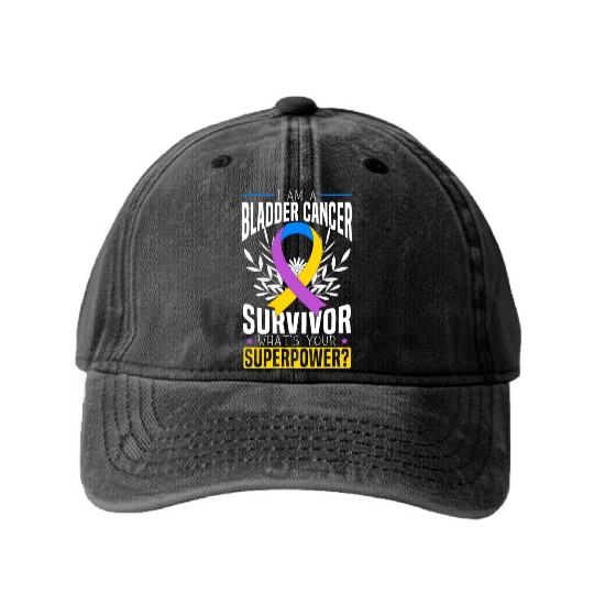 Bladder Cancer Survivor Bladder Cancer Awareness Washed Denim Baseball Caps