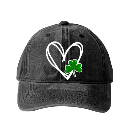 Heart St Patricks Day Shamrock Irish Toddler Baby Washed Denim Baseball Caps