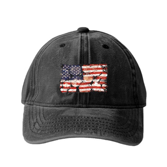 The Usa Flag Tree Trunks America Patriotism Washed Denim Baseball Caps