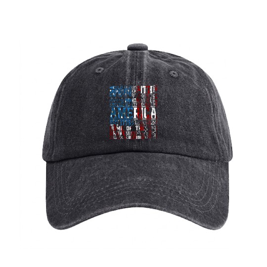 Patriotic Veteran USA Flag American Memorial Day Washed Denim Baseball Caps