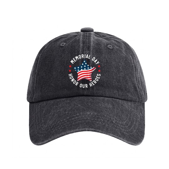 Patriotic Veteran USA Flag American Memorial Day Washed Denim Baseball Caps