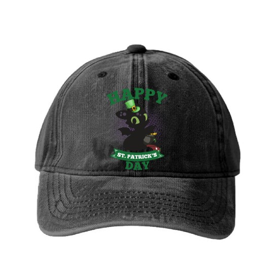 Happy St Patricks Day Toothless Washed Denim Baseball Caps