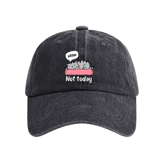 Funny Lazy Bored Cat | For Cat Mom Cat lovers Washed Denim Baseball Caps
