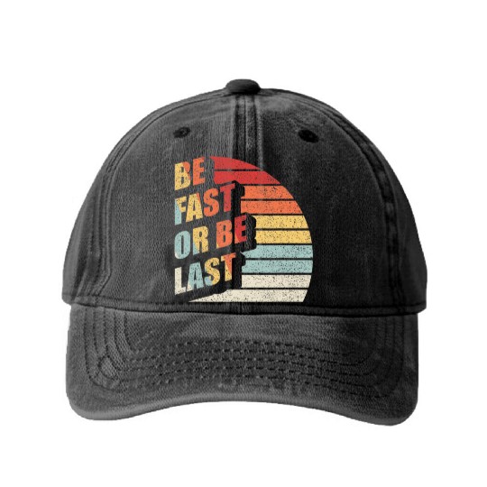 Fast Car Quote Drag Racing Gift Vintage Retro Rac Washed Denim Baseball Caps