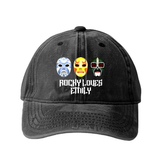 Rocky Loves Emily Funny Washed Denim Baseball Caps
