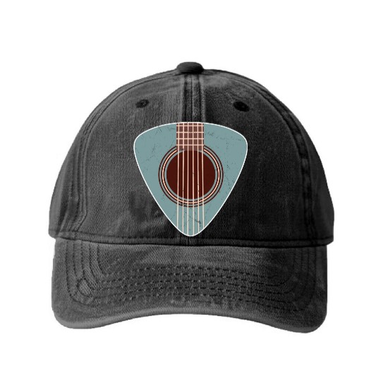 Rock and Roll Guitar Plectrum Washed Denim Baseball Caps