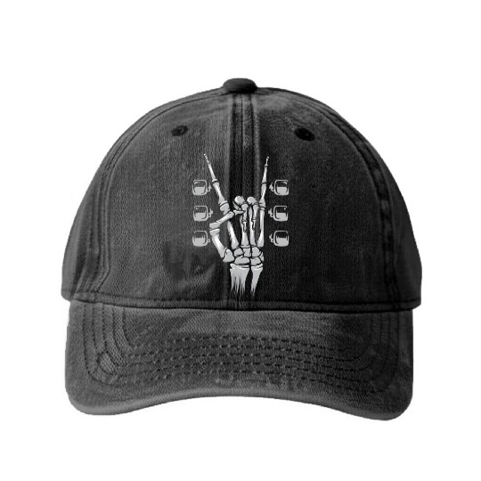 Guitarist Rock and Roll Music Lover Washed Denim Baseball Caps