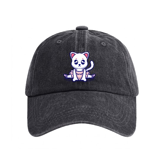 Cute bunny icon illustration Washed Denim Baseball Caps