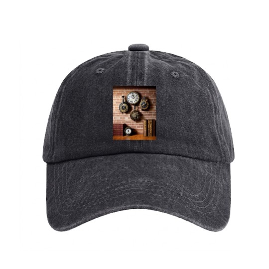 Ai art steampumk clocks Washed Denim Baseball Caps