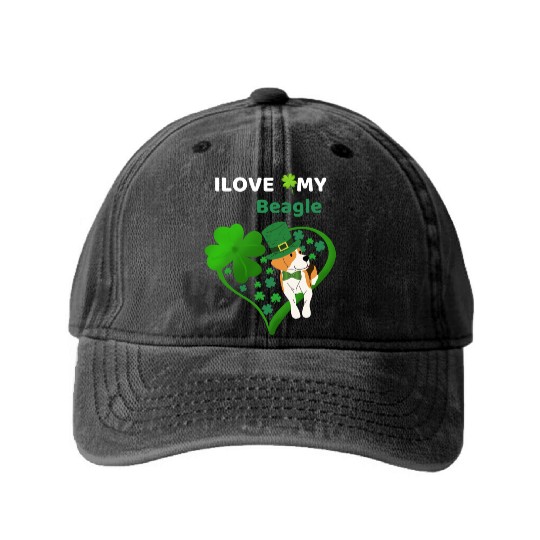 Irish Shamrock St Patrick's Day Beagle Cool Washed Denim Baseball Caps