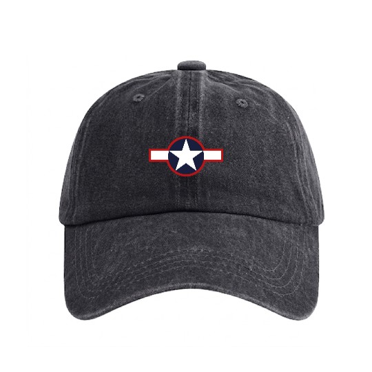 USAF WWII Late Emblem Washed Denim Baseball Caps