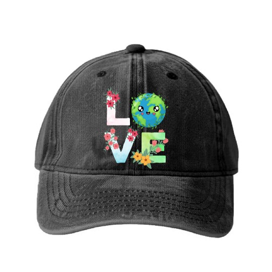 Love Earth Day Save The Planet Earth Day Washed Denim Baseball Caps