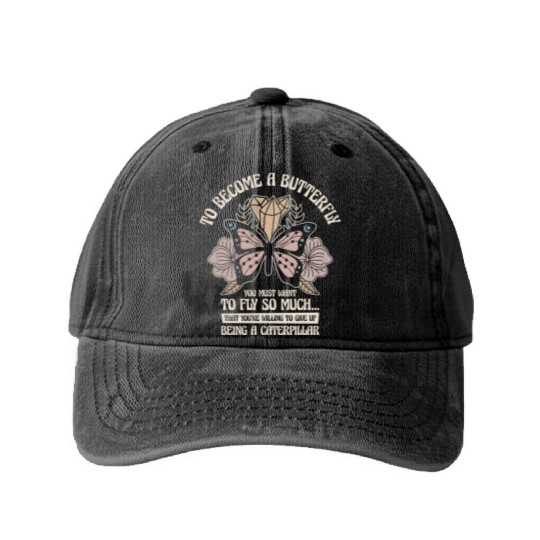 Butterfly Mystical Butterfly Lover Celestial Art Washed Denim Baseball Caps