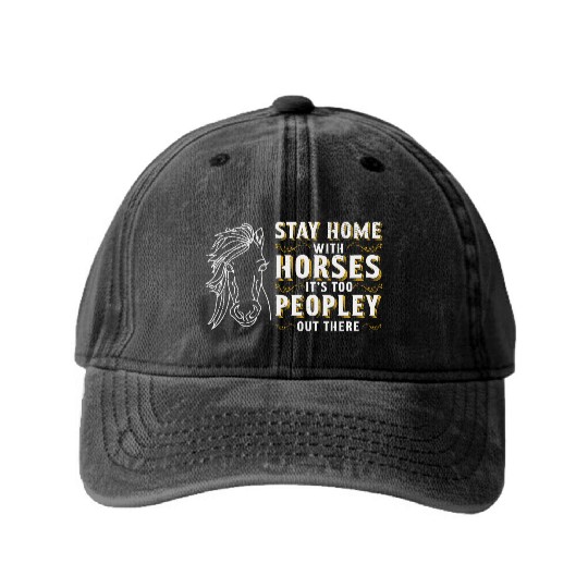 Horse Riding Equestrian Horses Lover Pony Design Washed Denim Baseball Caps
