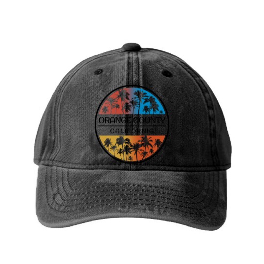 Orange County California Palm Tree Stylish Washed Denim Baseball Caps