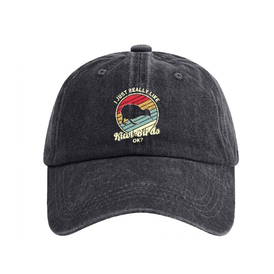 Bird Lover Endangered Species Kiwi Bird Washed Denim Baseball Caps