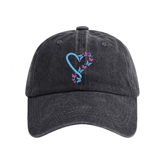 Colorful Butterflies Gardener Women Girls Washed Denim Baseball Caps