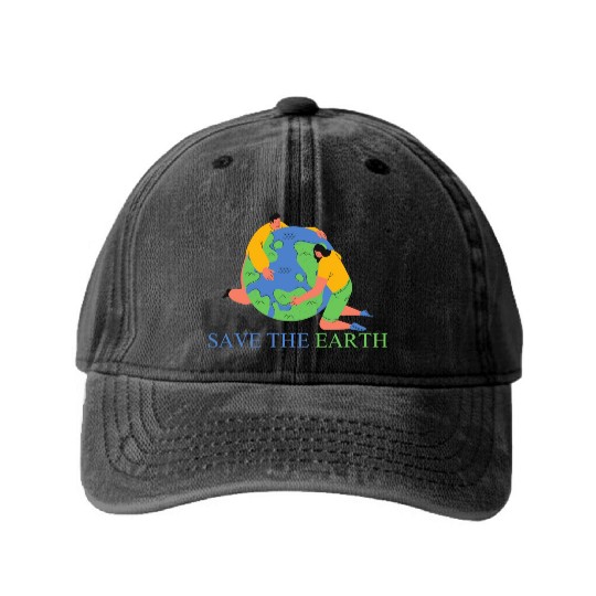 save the earth day Washed Denim Baseball Caps