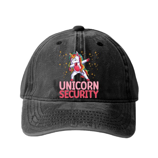 Unicorn Security Funny Unicorn Dabbing Birthday Washed Denim Baseball Caps