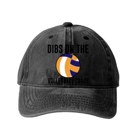 Dibs On The Volleyball Coach Washed Denim Baseball Caps